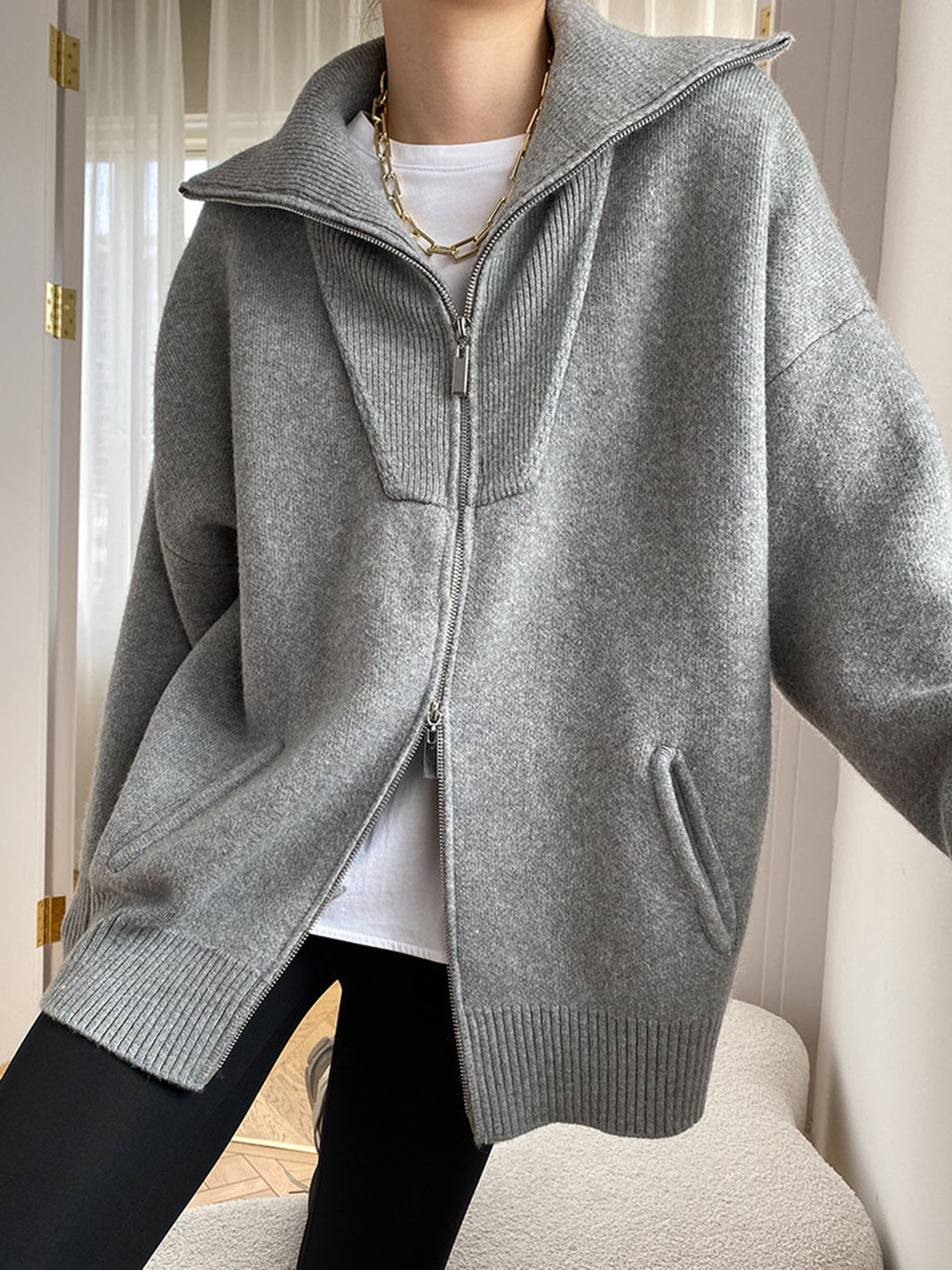 LAURA | OVERSIZED OPEN COLLAR CARDIGAN