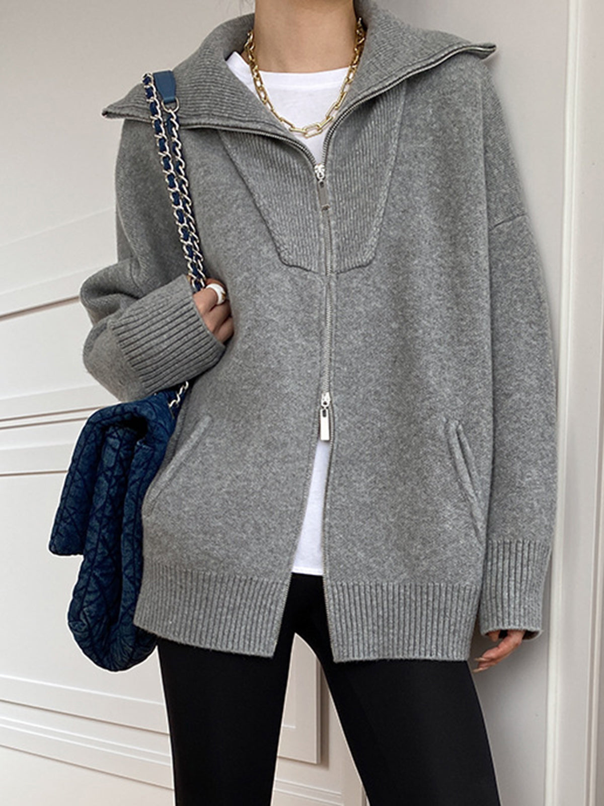 LAURA | OVERSIZED OPEN COLLAR CARDIGAN