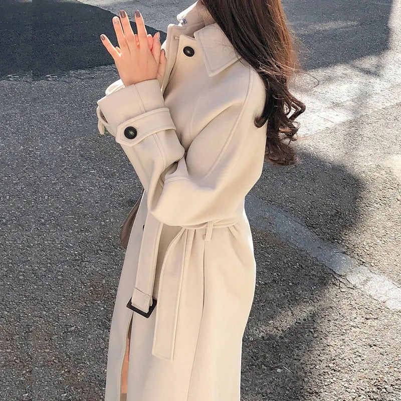 ELIZA - WOMEN’S LONG COAT WITH FLOWING HEMLINE
