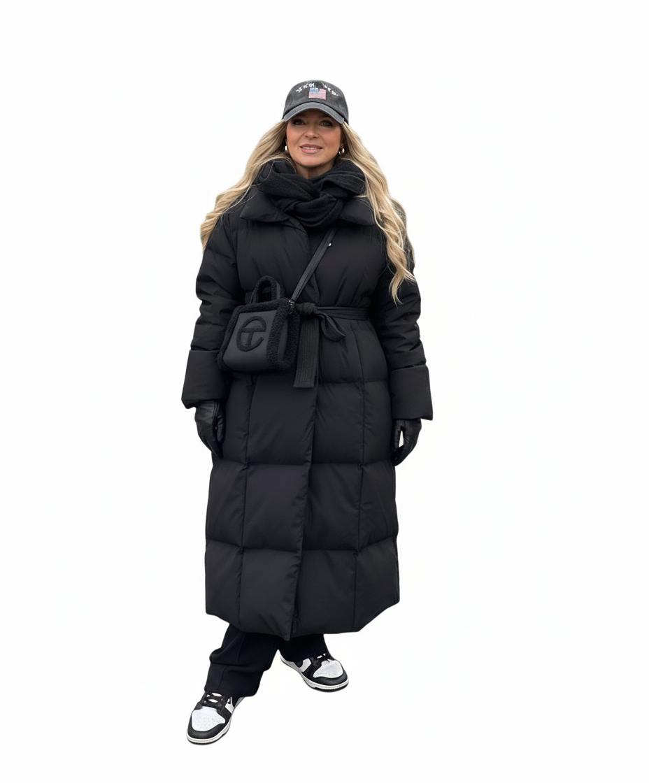 HARPER - WOMEN’S OVERSIZED PARKA WITH BELT IN BLACK
