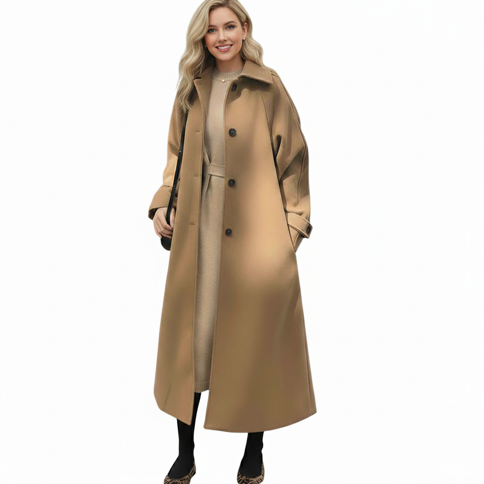 ELIZA - WOMEN’S LONG COAT WITH FLOWING HEMLINE