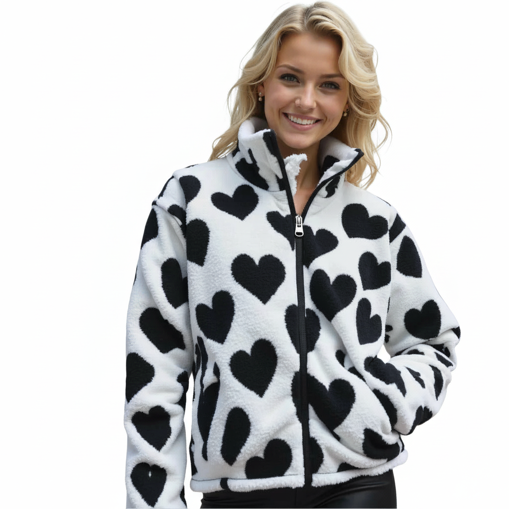 CAROLA – REVERSIBLE HEART-PRINT COMFORT JACKET