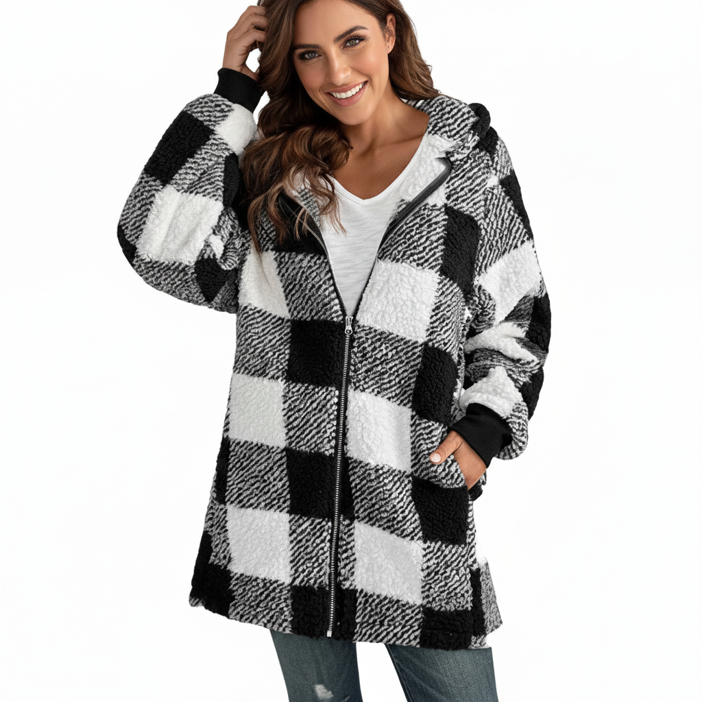 ZOE | WINTER WARM HOODED PATCHWORK JACKET