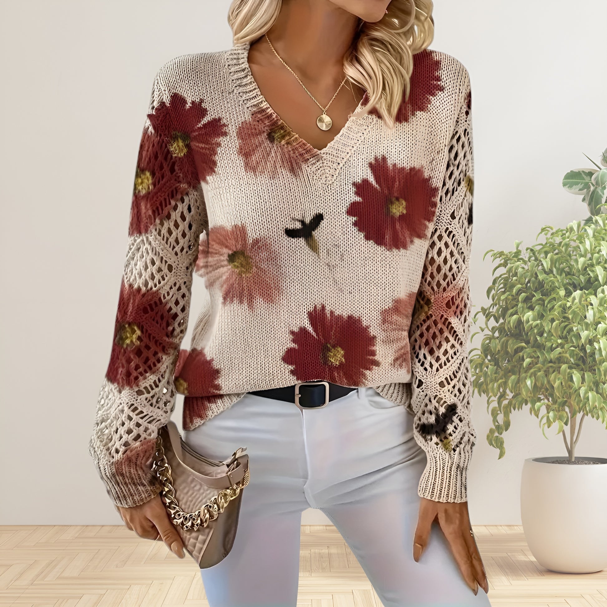 VAIA | ELEGANT FLORAL SWEATER