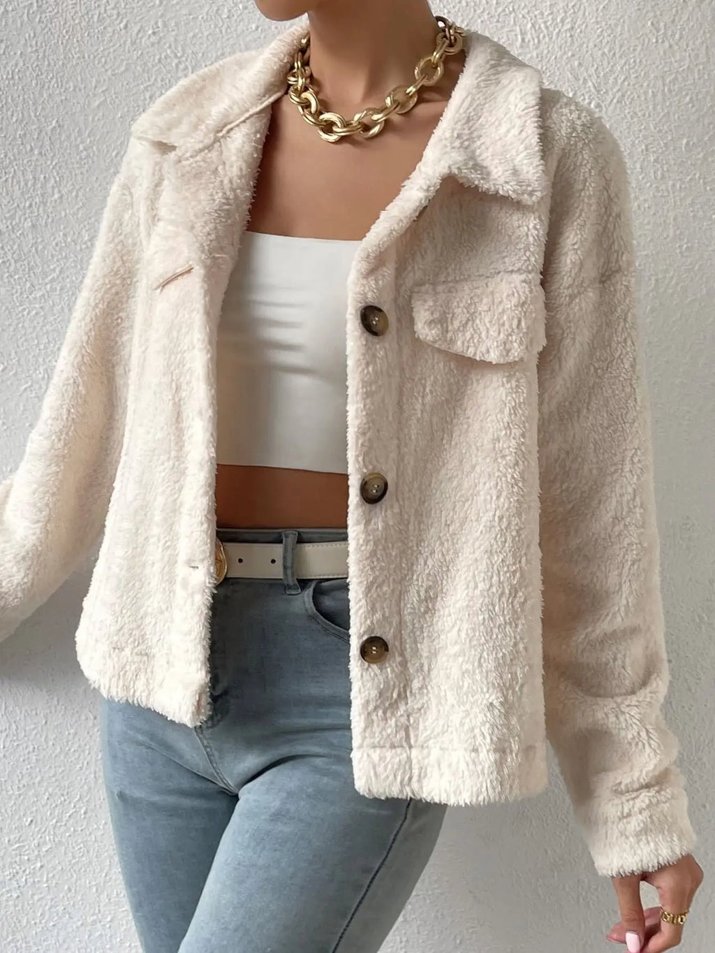 EMILIA | FLAP DETAIL TEDDY JACKET