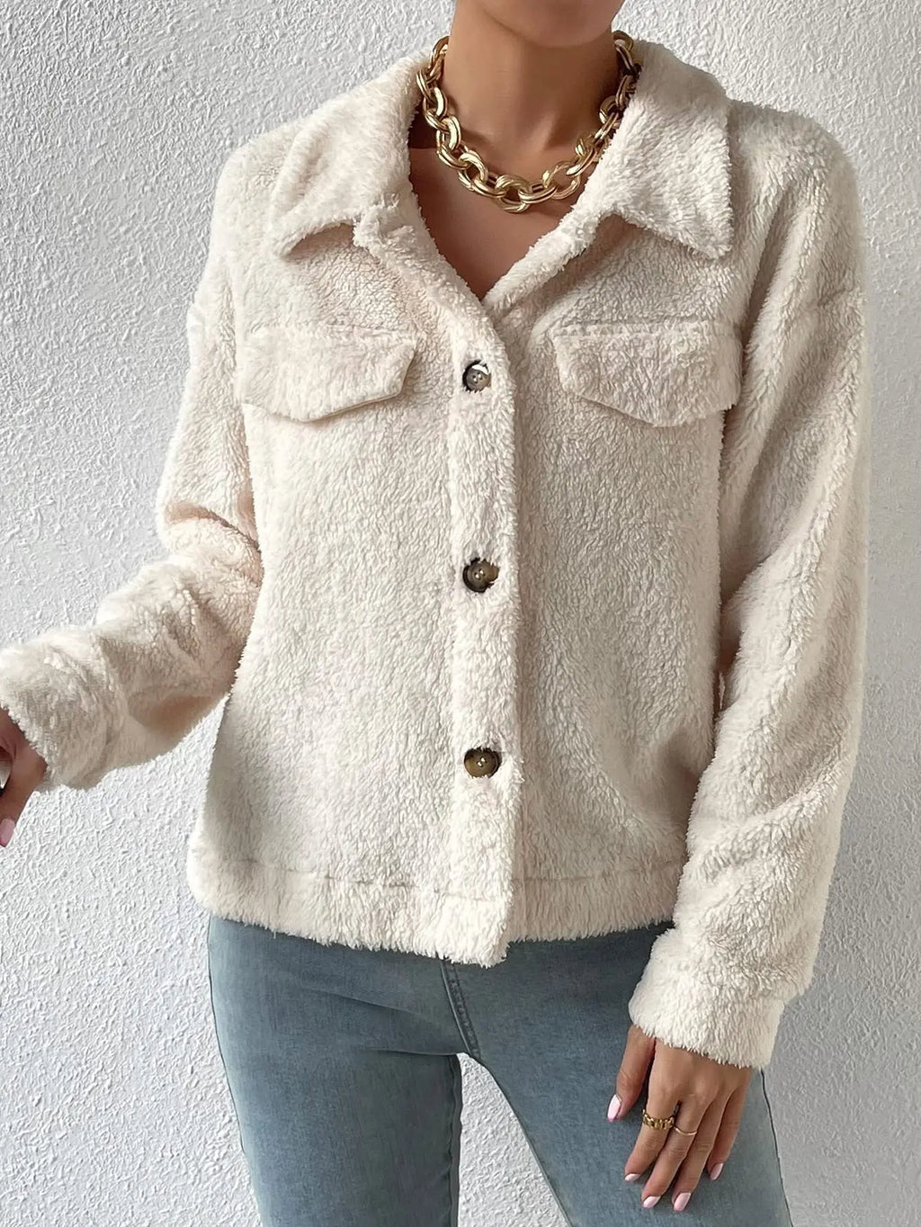 EMILIA | FLAP DETAIL TEDDY JACKET