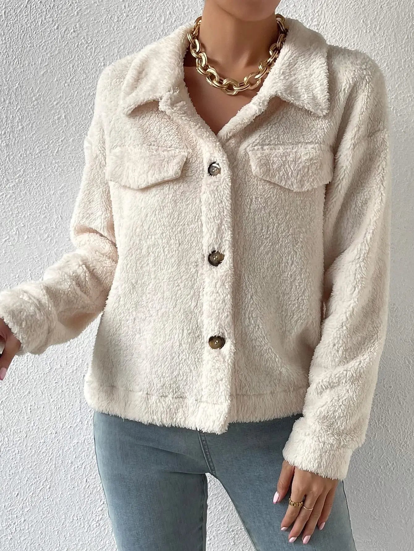 EMILIA | FLAP DETAIL TEDDY JACKET