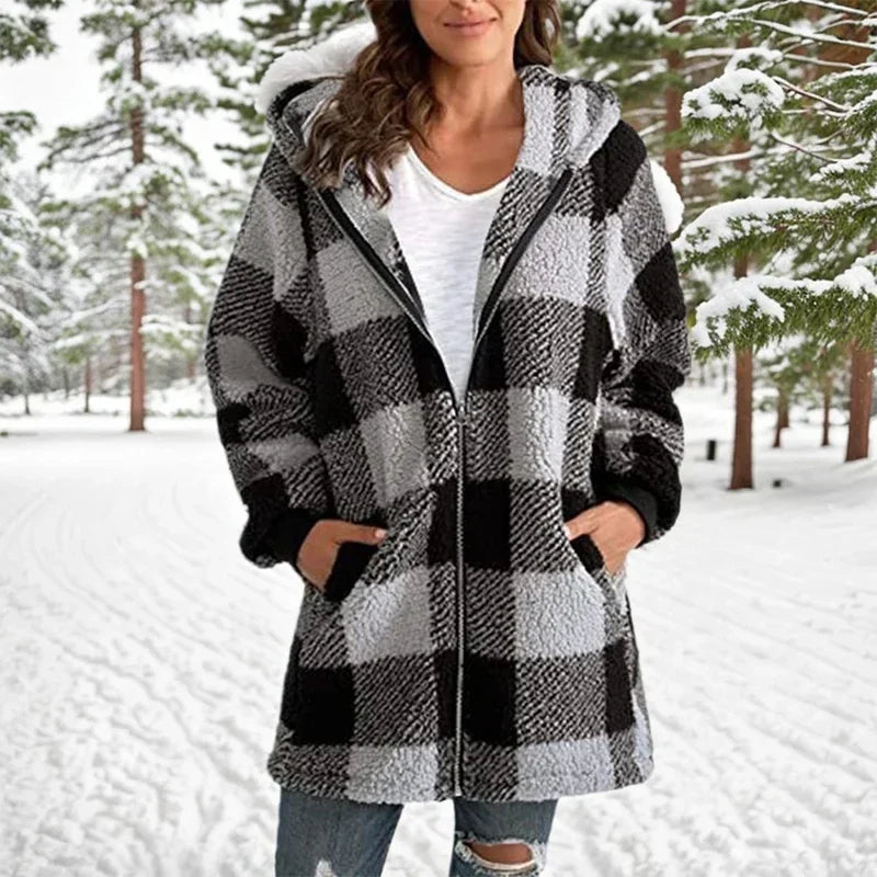 ZOE | WINTER WARM HOODED PATCHWORK JACKET