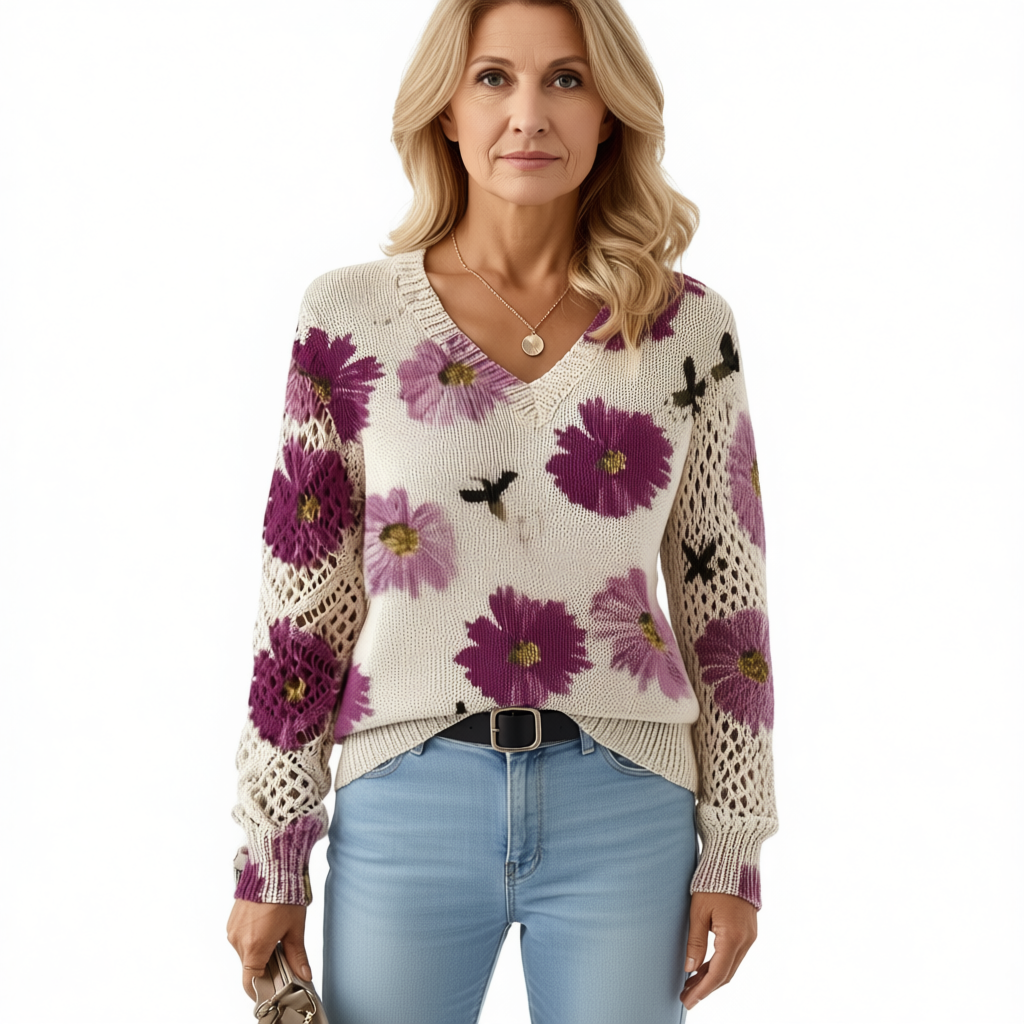 VAIA | ELEGANT FLORAL SWEATER